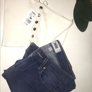 White tube top & jeans